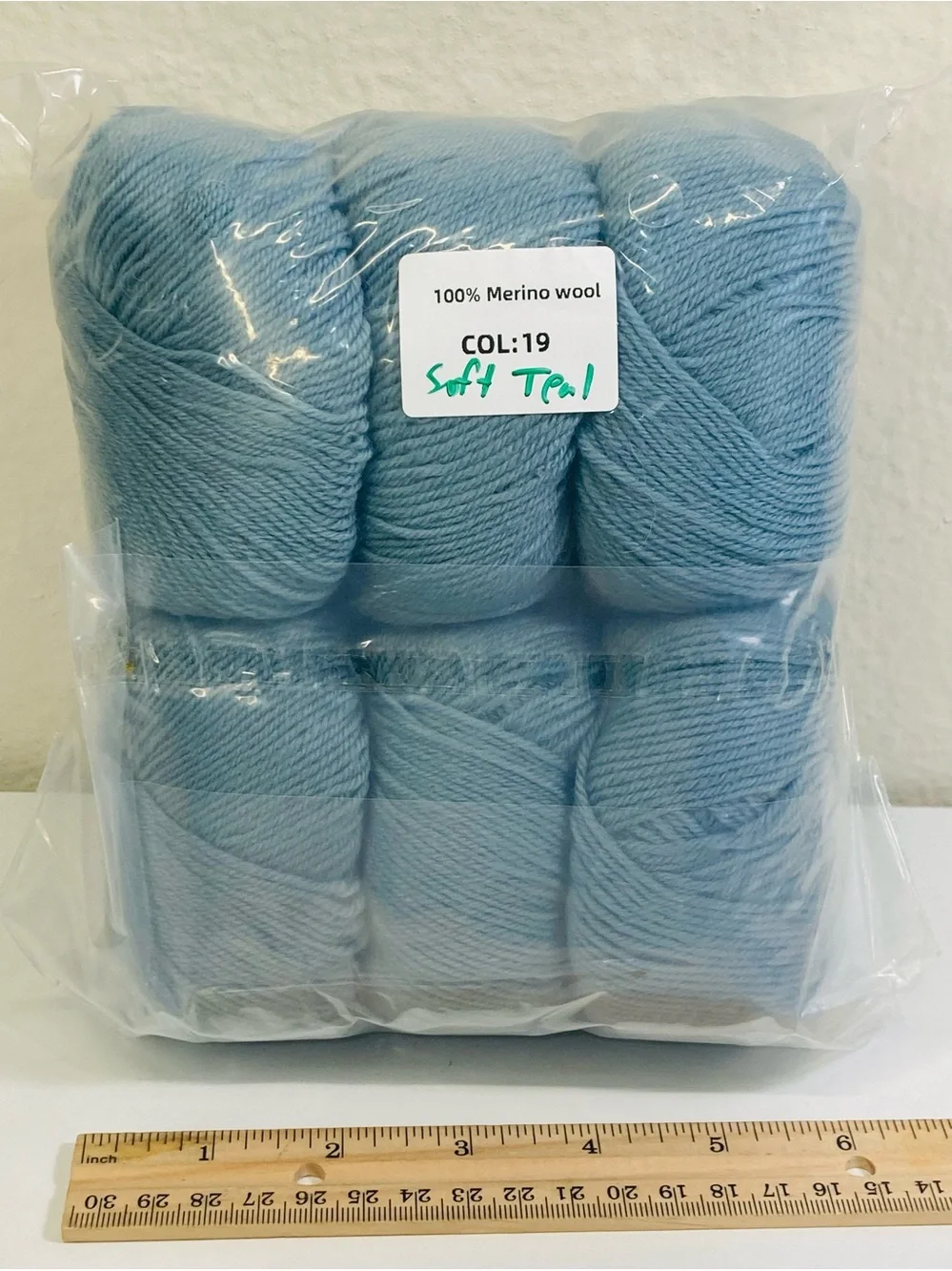 6 NWT ~300g total Mengchu 6 Skeins 100% Merino Wool Yarn color: Soft Teal